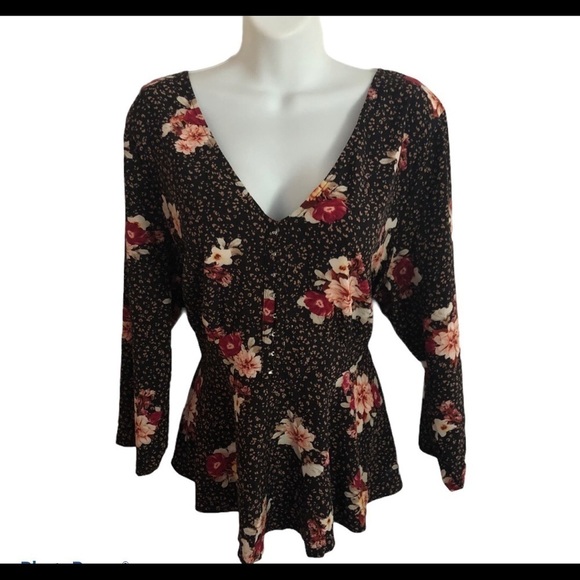 Torrid Floral Chablis 3/4 Corset Crop Blouse Plus 2X/ 18-20 Career Date Night - Picture 1 of 9